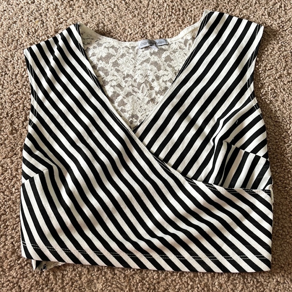 stripe and lace crop top
